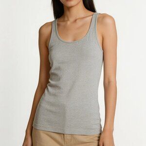Ralph Lauren Black Label, Slim Fit Metallic Fiber Knit Silver Tank Top
